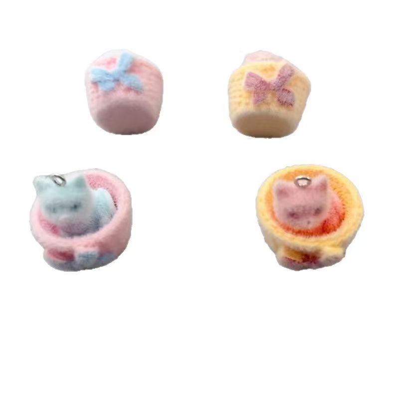 4pcs 3D plush resin cat pendan - Resin Craft Projects 评论和价格