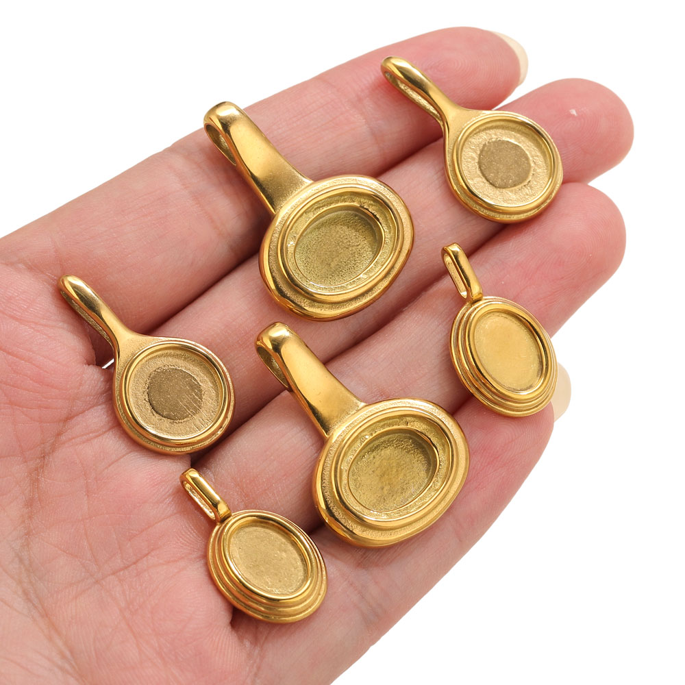 5pcs Stainless Steel Round Ova - Resin Crafts Diy 评论和价格