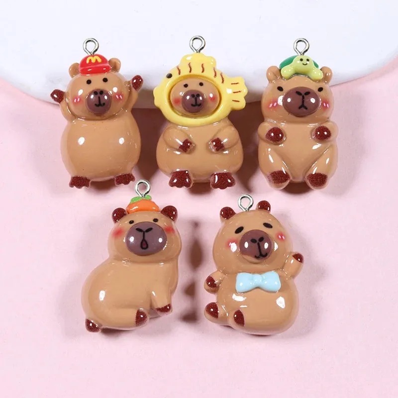 10Pcs Glossy Flatback Capybara - Resin Craft Supplies 评论和价格