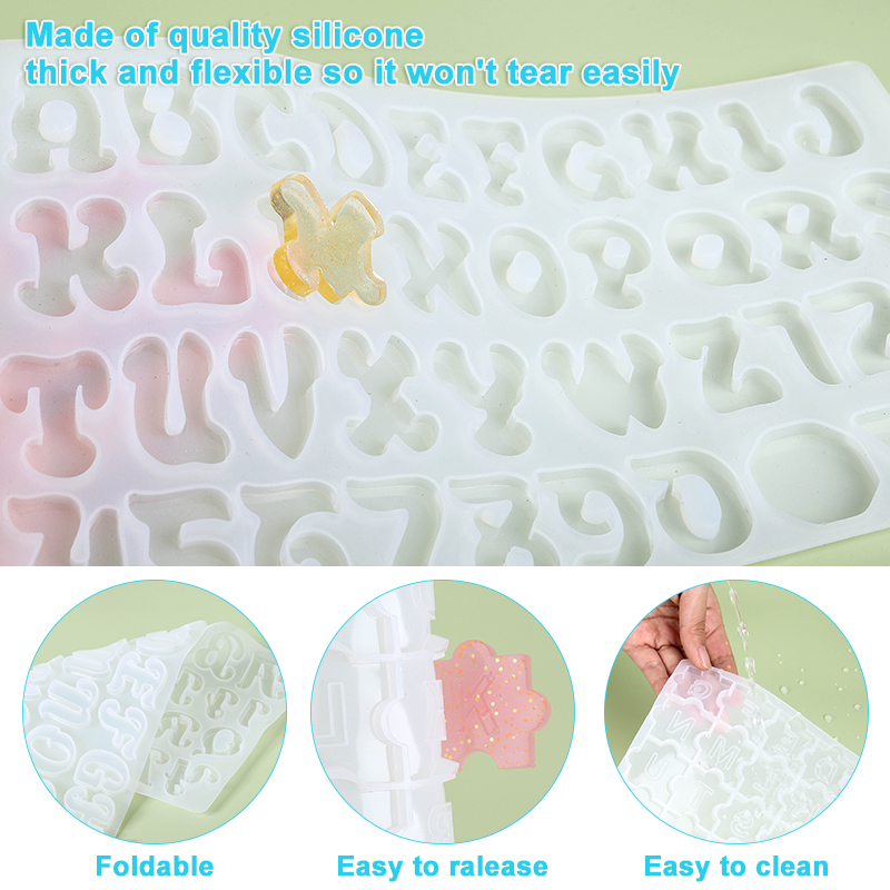 Alphabet Keychain Molds Alphab - Gold Foil Flakes 评论和价格